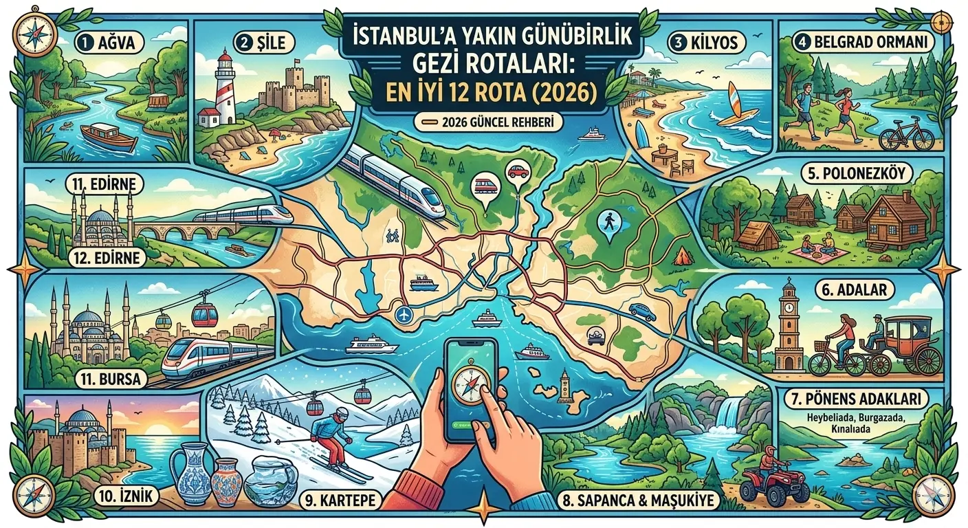 İstanbul'a Yakın Günübirlik Gezi Rotaları: En İyi 12 Rota (2026)